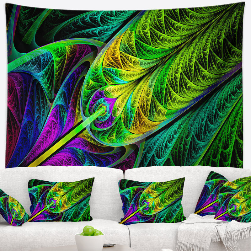 Tapisserie de texture abstraite en verre coloré vert, H 50 po x l 60 po