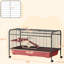 Refuge pour petits animaux de 48 po de hauteur - maisonnette pour lapins et furets avec mangeoire, roues, plateforme, rampe rouge / noir cachette rouge + noir