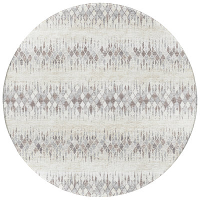 Tapis géométrique beige tissé à la machine
