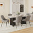 Chaises de salle à manger rembourrées en tissu moderne avec dossier ergonomique, pieds en métal doré
