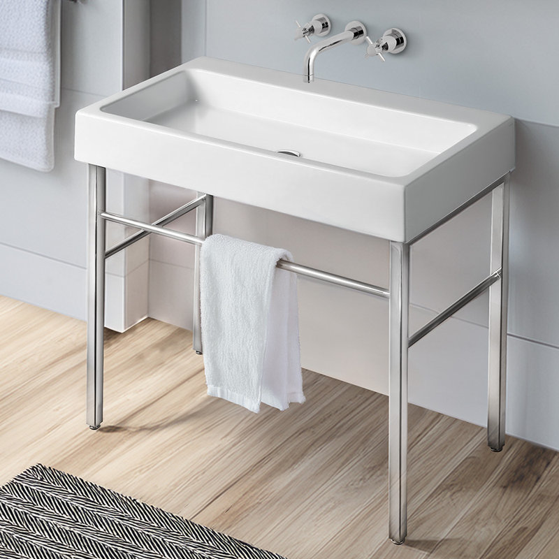 Britannia Vitreous China Rectangular Console Bathroom Sink, None