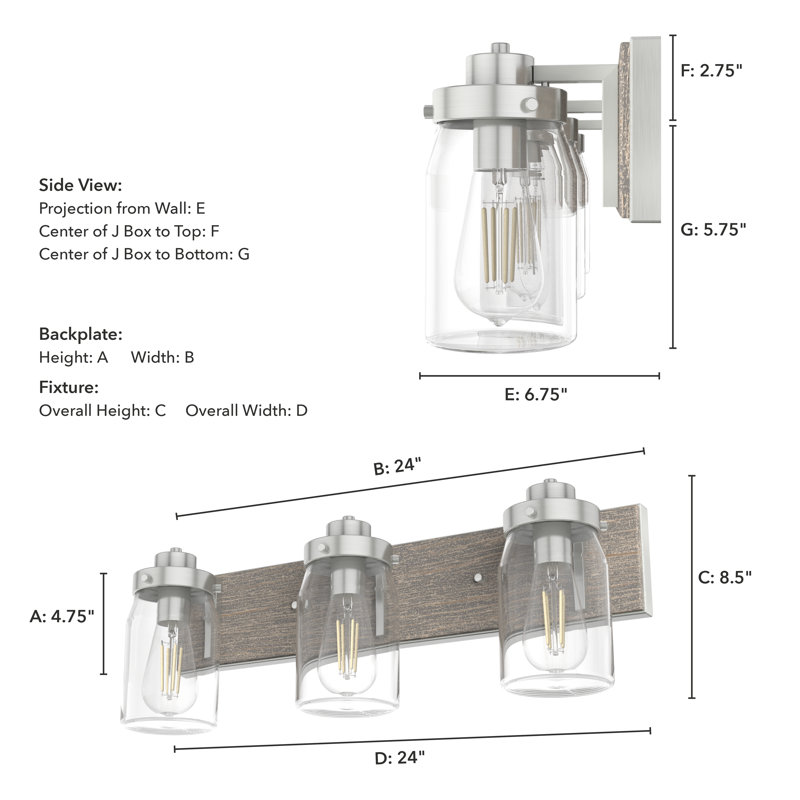 Devon 3 - Light Dimmable Vanity Light, Brushed Nickel