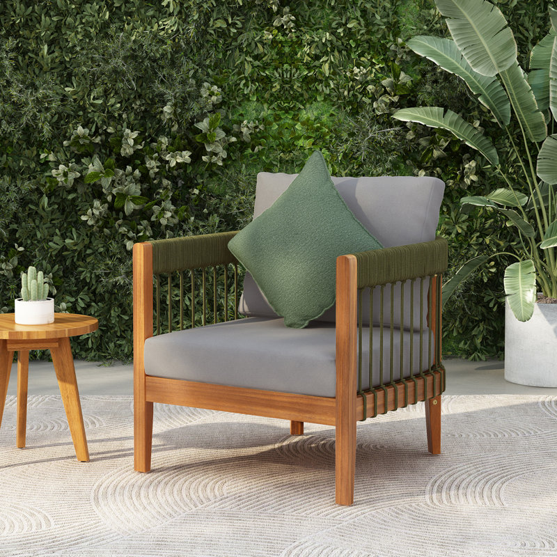 Fauteuil club d'extérieur en bois d'acacia, Gris