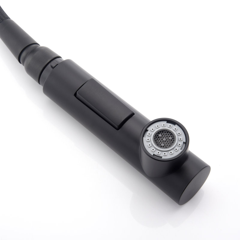 Robinet d'évier de cuisine, robinets de cuisine escamotables avec bec pivotant, S6127PR-XX-WF, Noir / or
