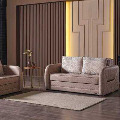 Upholstered Convertible Loveseat With Storage, Microsuede