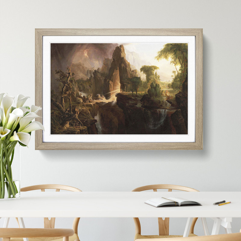 Expulsion from the Garden of Eden by Thomas Cole - Picture Frame Painting, 27cm H x 36cm W x 2cm D, Oak Framed