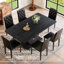 Ensemble de table de salle à manger à grain de bois 7 pièces, table de salle à manger moderne en bois aggloméré de 63 po avec 6 chaises en polyuréthane et boucle décorative sur le dossier-78659612