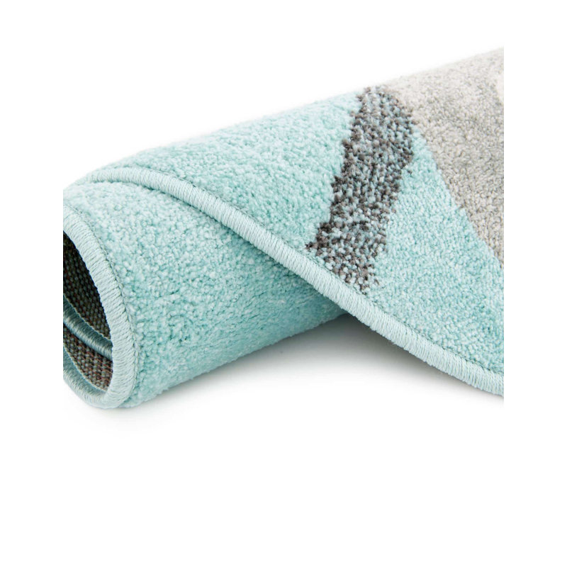 Tapis pour enfant Whimsy Kids, Rond 7 pi 10 po, Bleu/gris