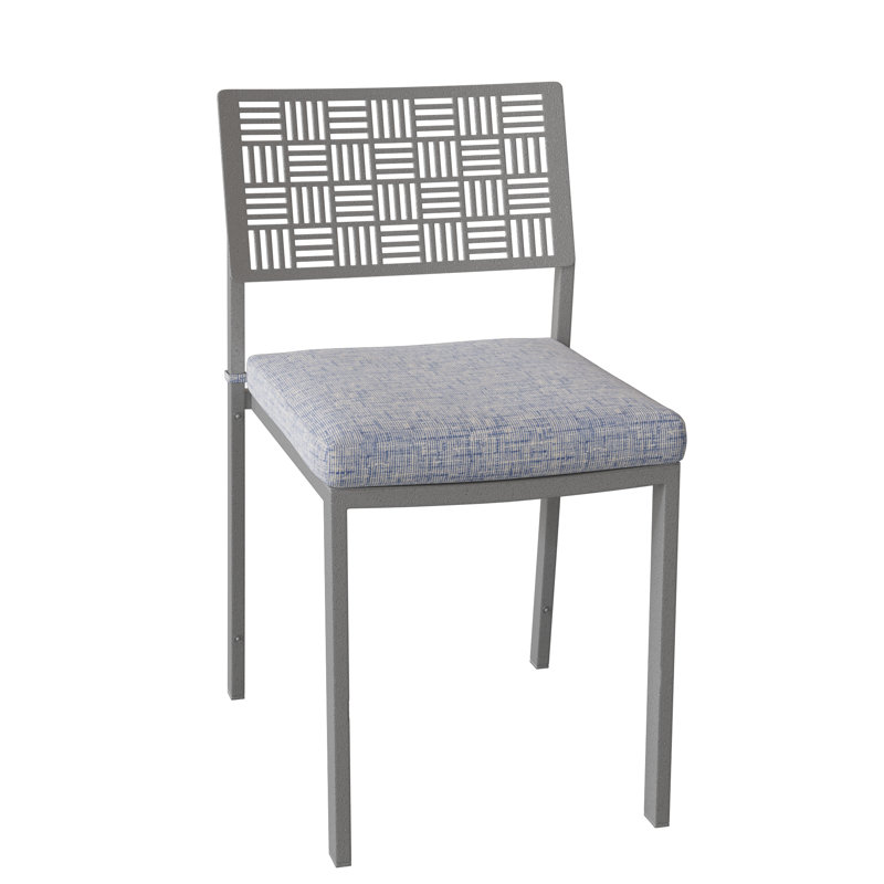 Chaise d'appoint empilable pour patio, Toile toile Sunbrella® Bird's Eye, Étain