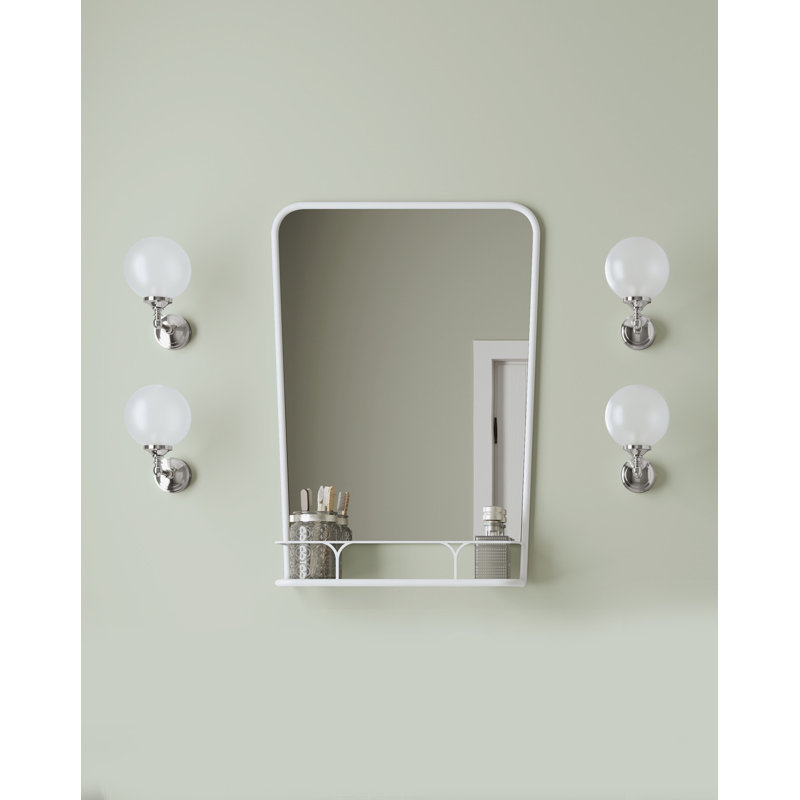 Boogie Rectangle Brass Beveled Wall Mirror, White
