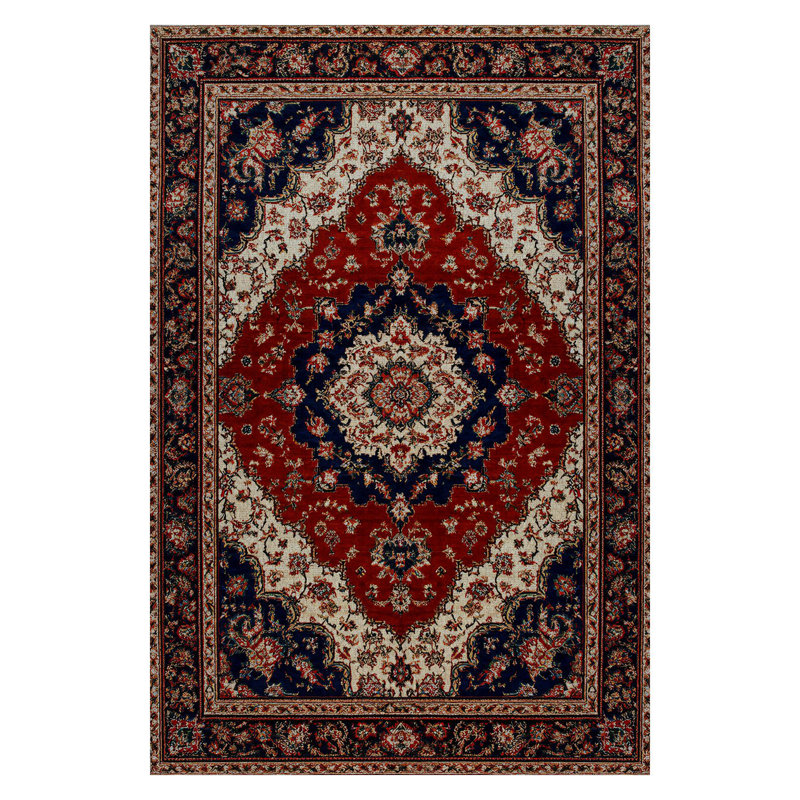 Guria Burgundy/Brown/Black Oriental Vintage Look Machine Printed Cotton Chenille Area Rug, Runner 2'8" x 16'5"