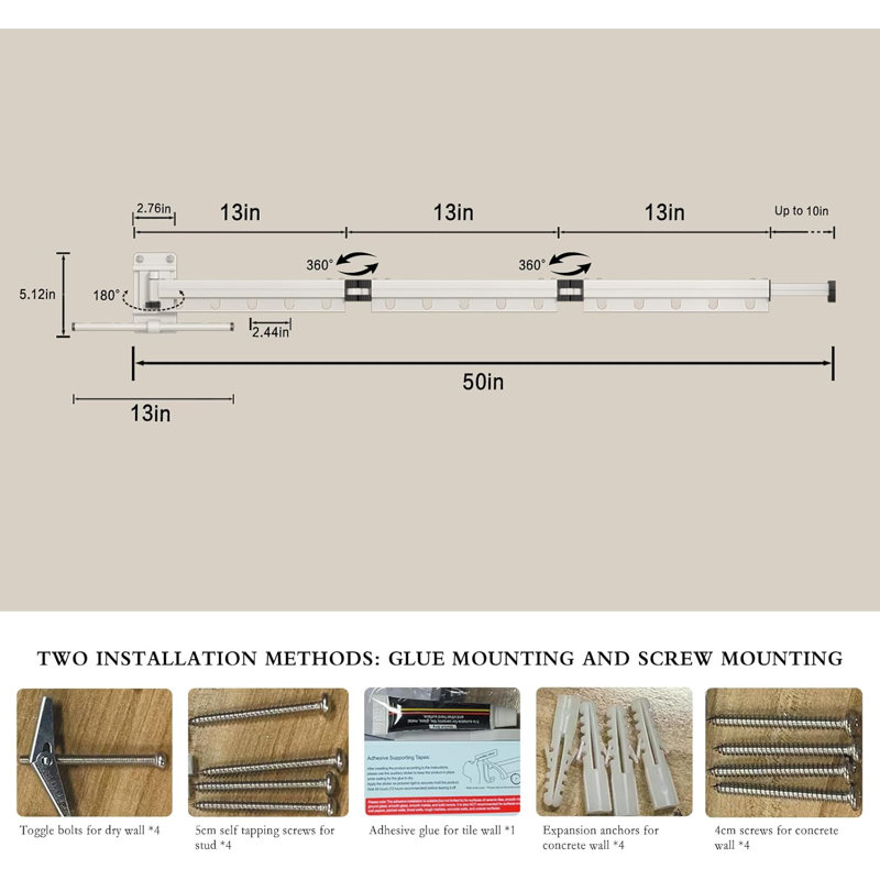 Clothes Drying Rack Wall Mounted Foldable Laundry
