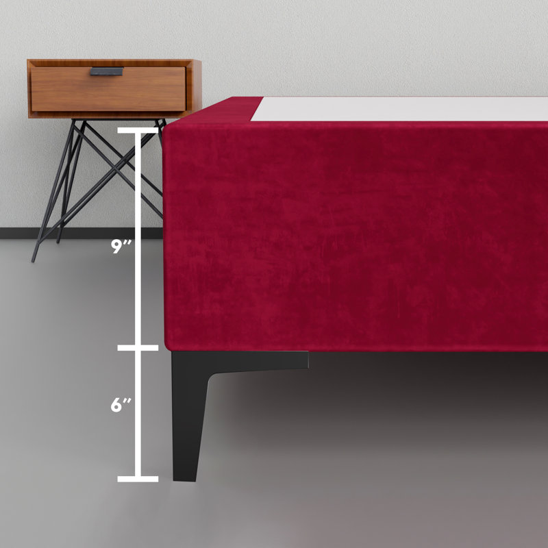 Allondra Upholstered Platform Bed, Queen, Burgundy