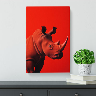 Rhino Minimalism Art - Wrapped Canvas