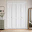 Porte pliante en bois manufacturé 2 panneaux arqué blanc apprêté avec quincaillerie incluse-132223945