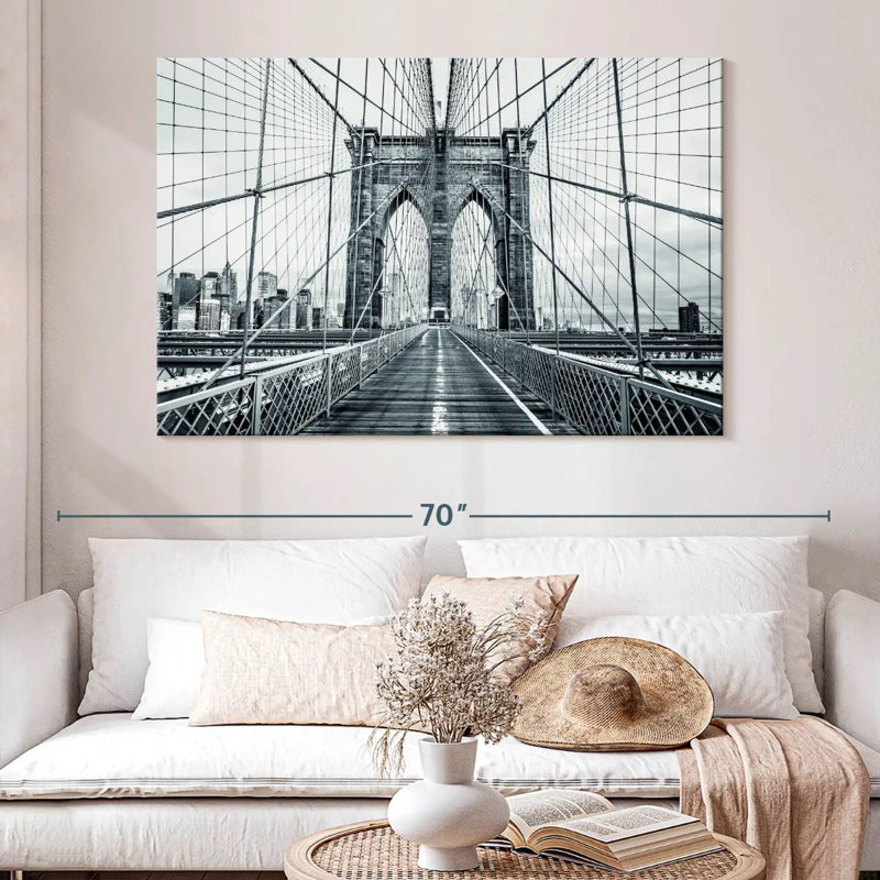 Pont de Brooklyn monochrome, H 34 po x l 51 po