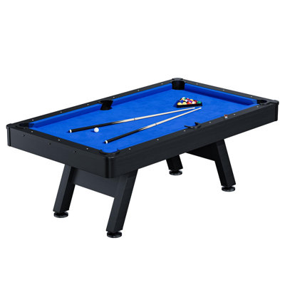 Ensemble de table de billard 7 pi - finition bois noir avec 2 queues, boules, triangle, craie et brosse - pour salle de jeux, sous-sol ou bureau