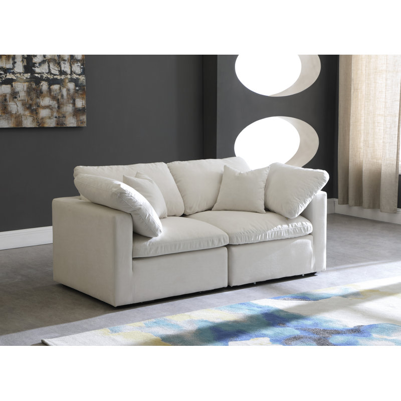 Atis 70'' Velvet Loveseat, Cream Velvet