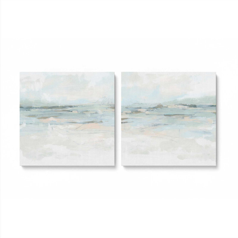 Ensemble de 2 vagues doucement évoquées, Toile tendue, H 16 po x l 32 po