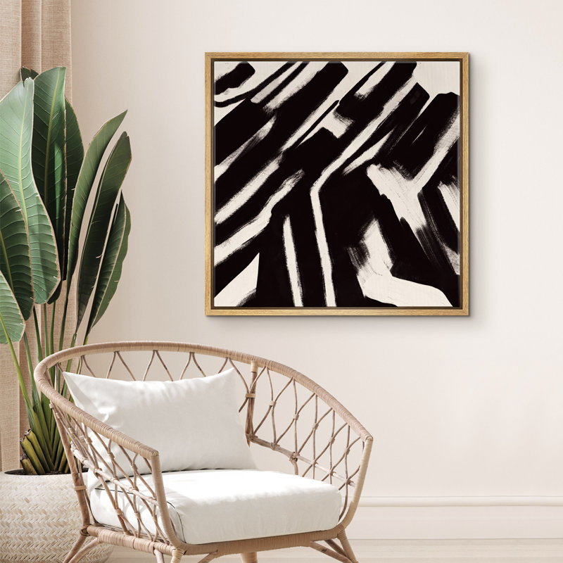 Abstrait, reproduction sur toile encadrée noire, Naturel, H 16 po x l 16 po x P 1,5 po