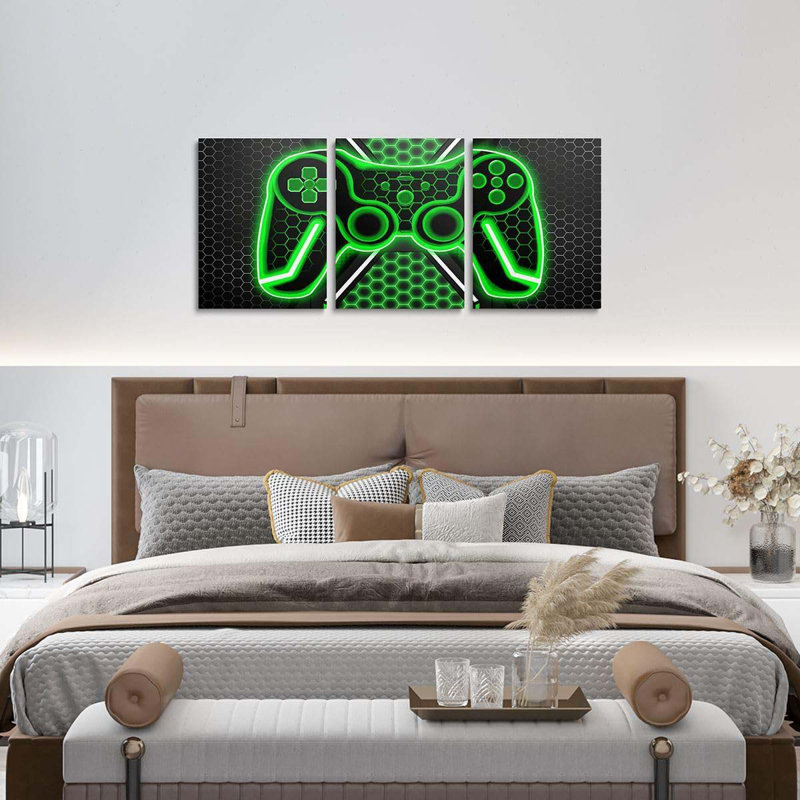 3 Piece Wrapped Canvas Print, Green