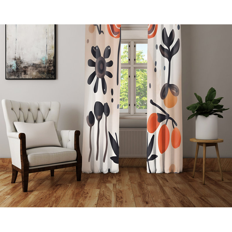 Paire de rideaux semi-transparents en polyester Dewees, L 20 po x L 52 po