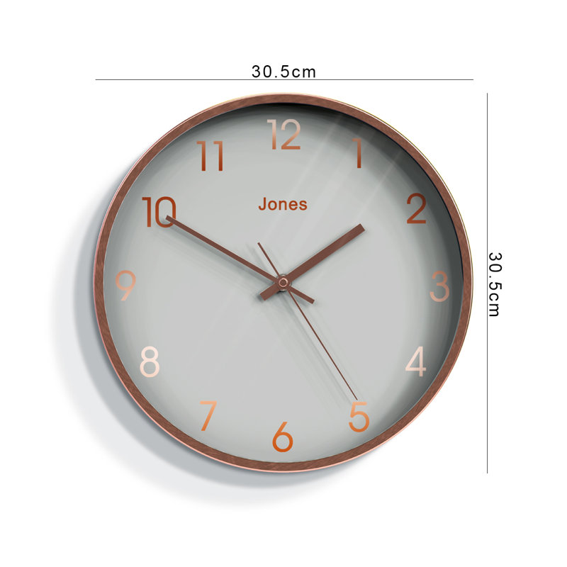 Metal Wall Clock, Brushed Rose Gold