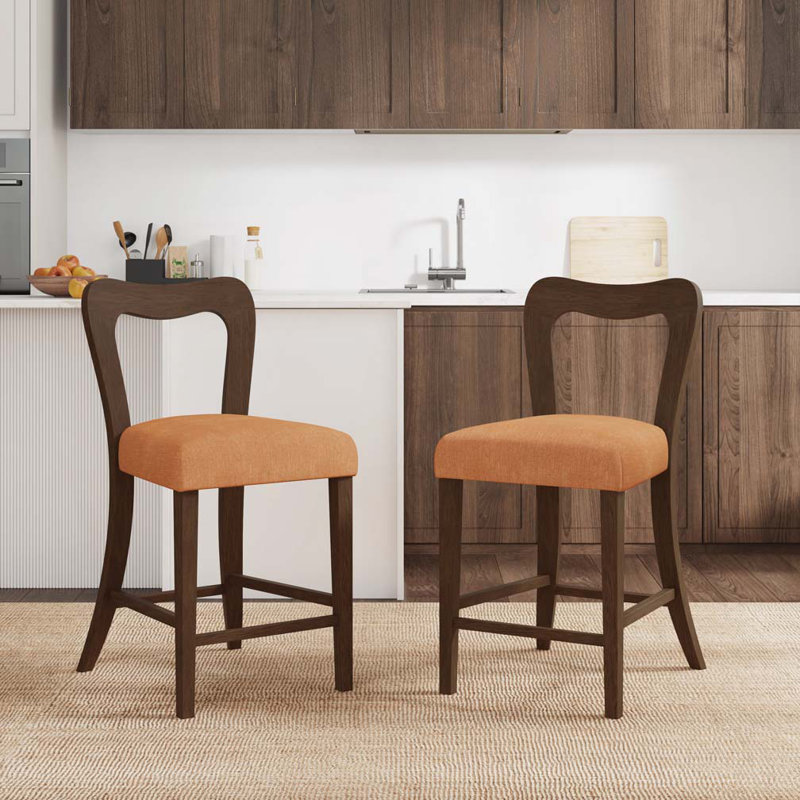 Solid Wood Counter Stool,Barstools, Walnut, Caramel