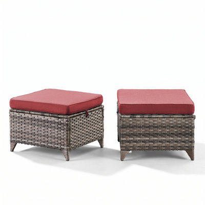 Schutt Wicker Outdoor Ottoman with Cushions