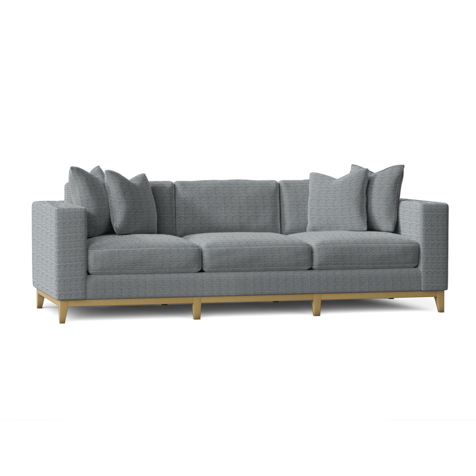 Noel 100" Square Arm Sofa, Dark Grey Chenille 5533-011, Antique Gold