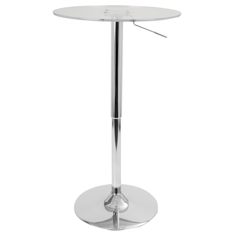 Coveney Adjustable Bar Table, Clear, Chrome