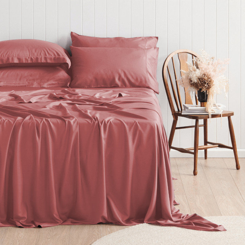 Ensemble de draps 6 pièces en rayonne de qualité supérieure - doux et respirant, Rose saumon