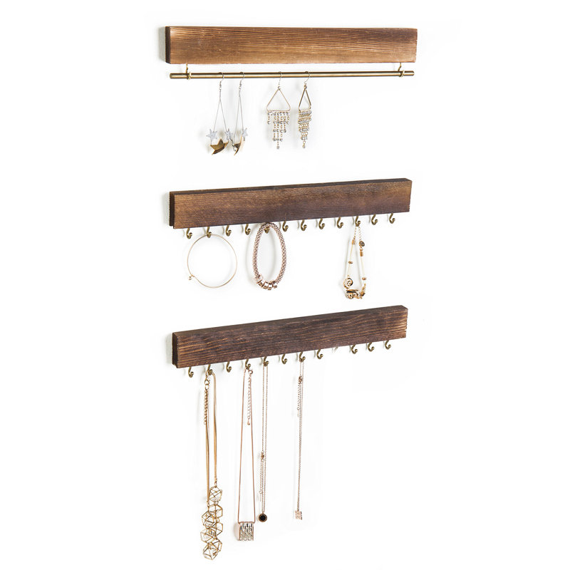 Lykins Wood Wall Mounted Jewelry Box + Hooks