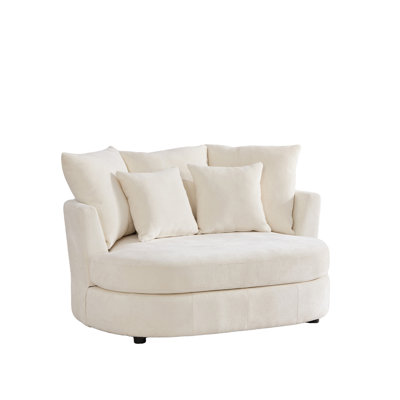Oversized Chenille Accent Chair Barrel Lounge Chair with Spring Cushion Support, Upholstered Wide Seat Chair, 500 lb Weight Capacity