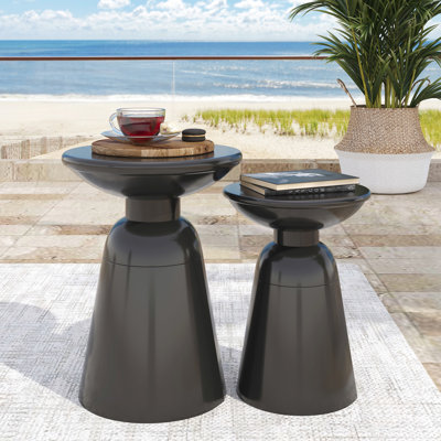 Powder-Coated Metal Tables - Modern Outdoor, Stable Table Metal, Flared Pedestal, 15"X15"X20.64