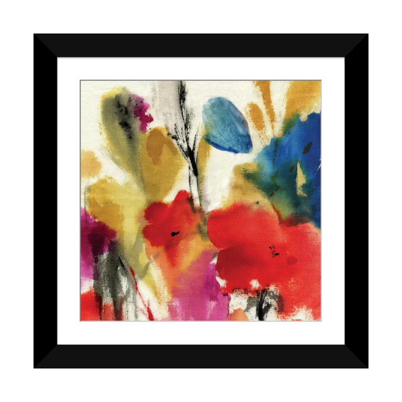 « watercolour fleurs ii », impression sur toile, H 16 po x l 16 po x P 1 po, Papier d'art encadré noir, Blanc