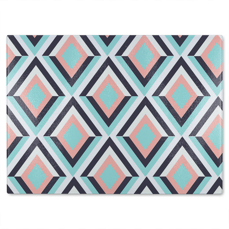 Geometric Pattern Glass Chopping Board, 40cm L x 28cm W