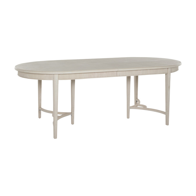 Cerused White Oval Extendable Wood Dining Table