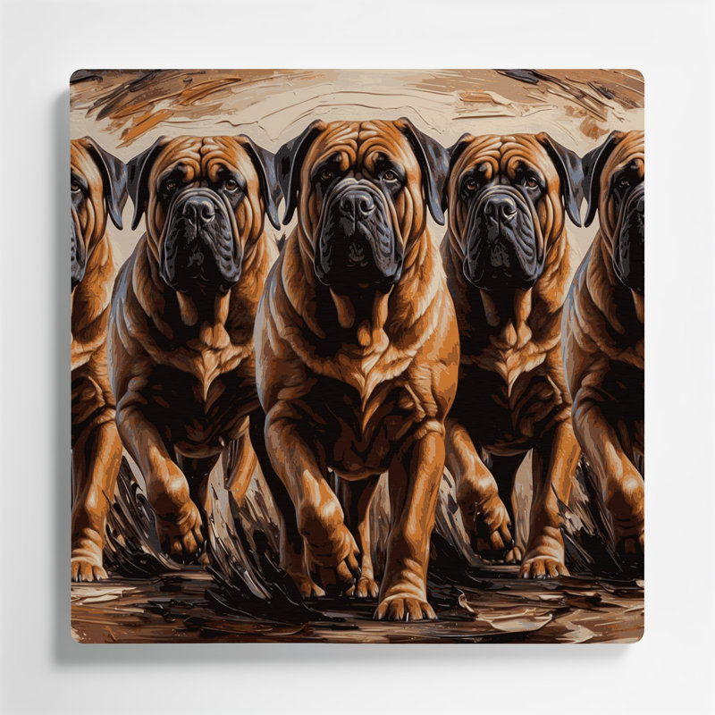 «Dogs Mastiff», art mural en métal noir, H 32 po x l 32 po