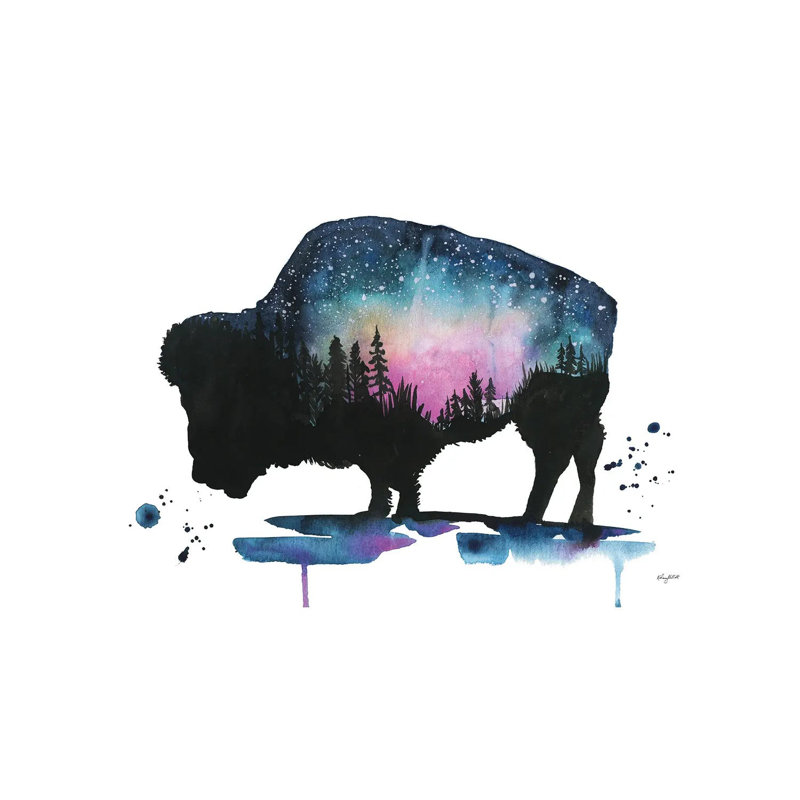 Galaxy Bison by Kelsey McNatt - Wrapped Canvas Painting, 66.04 cm H x 45.72 cm W