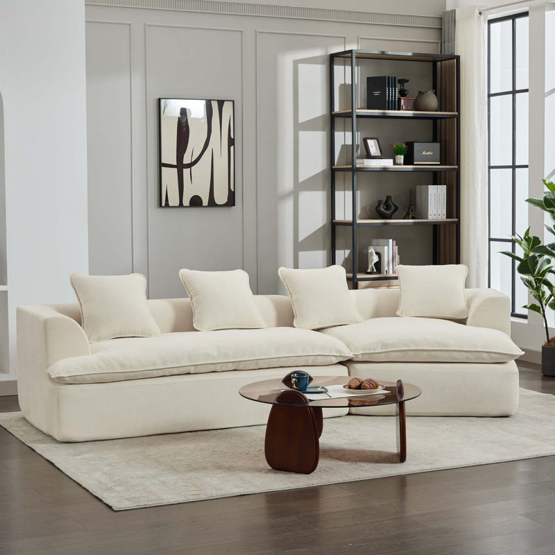 Ensemble de 2 repose-pieds modulaires à dossier bas et à dossier bas, Boucle blanc, H 26,77 po x l 127,95 po x P 45,27 po