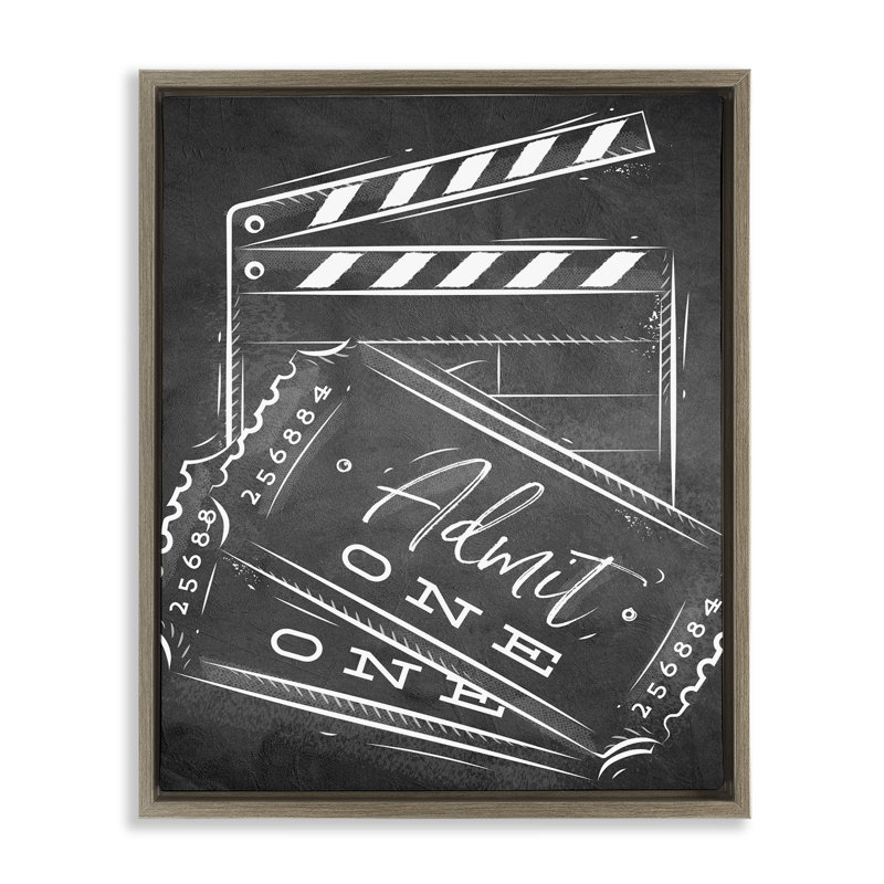 "Admit One Movie", art mural encadré flottant, par Kim Allen, Cadre flottant orme Montalcino, H 31 po x l 25 po