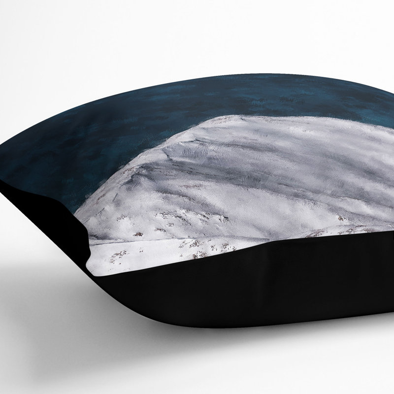 Snow Covered Mountain Ridge Painting Cushion with Filling, 55cm H x 55cm W x 20cm D, Black