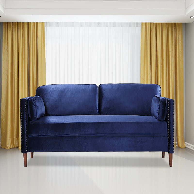 Epps Velvet sofa, Loveseat with Nailhead,couch, Blue Velvet