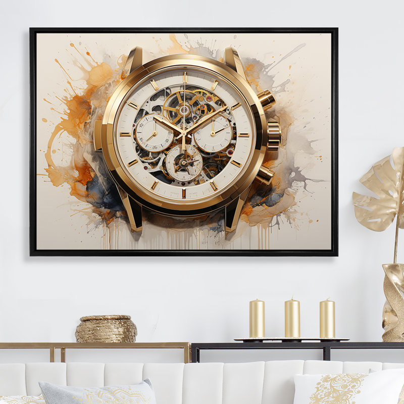 Minimalisme montre de luxe II sur toile, H 12 po x l 20 po x P 1 po, Cadre flottant noir