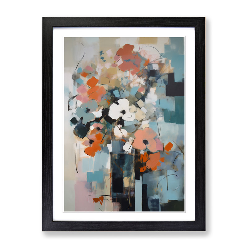 FRM-V0523-857X Flowers Bauhaus Vol.4 1 Piece Single Picture Frame Wall Art, 34cm H x 25cm W x 2cm D, Black Framed