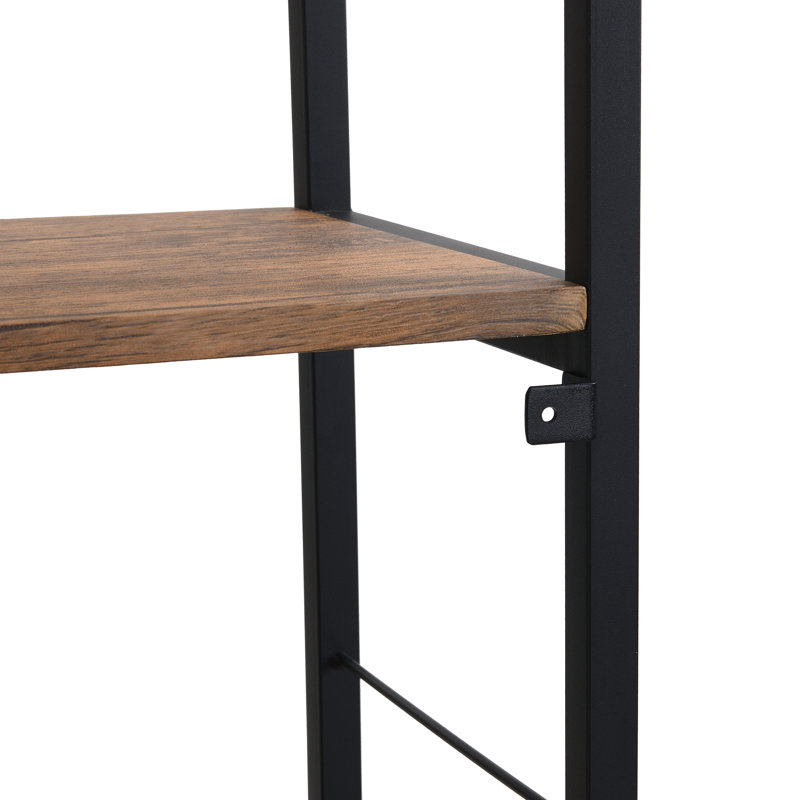 Hallum 64" H x 30" W 5 Tier Modern Rustic Bookcase, Steel Etagere Bookshelf, Storage Rack for Home Office, Living Room, Kitchen, Coffee Shelves and Black Frame