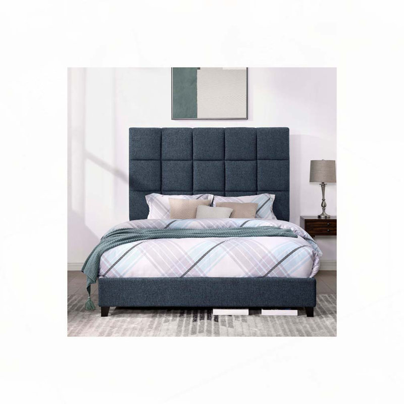 Lit plateforme tapissier Boucle, Grand lit, Marine