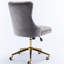 Chaise de bureau à domicile en velours gris, avec capitonnage à boutons et base pivotante réglable en métal doré pour plus de confort, revêtement en velours gris, efficacité au travail