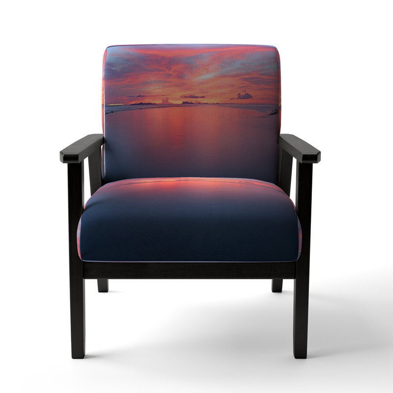 Vibrant Panoramic Tropical Seascape Sunset VII - Upholstered Nautical & Coastal Accent Chair and Arm Chair